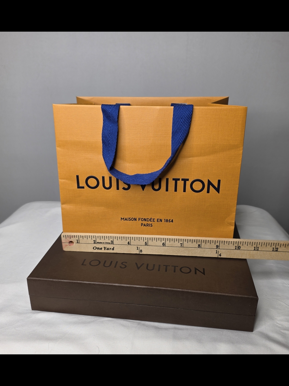 Louis Vuitton Orange Paper Shopping Bag and Brown Gify Box